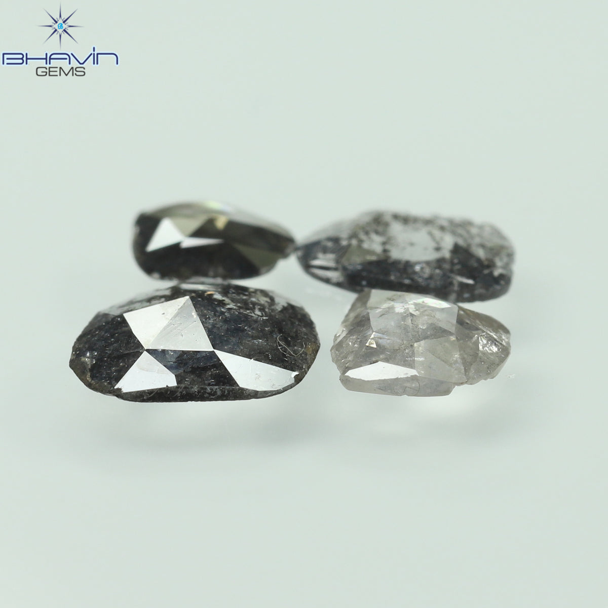 1.37 CT/4 Pcs Natural Mix Polki Diamond Salt and Pepper Color Clarity I3 (6.80 MM)