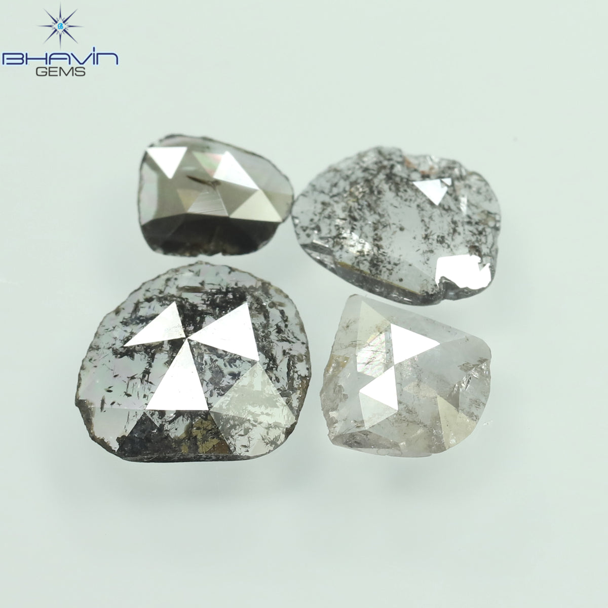 1.37 CT/4 Pcs Natural Mix Polki Diamond Salt and Pepper Color Clarity I3 (6.80 MM)