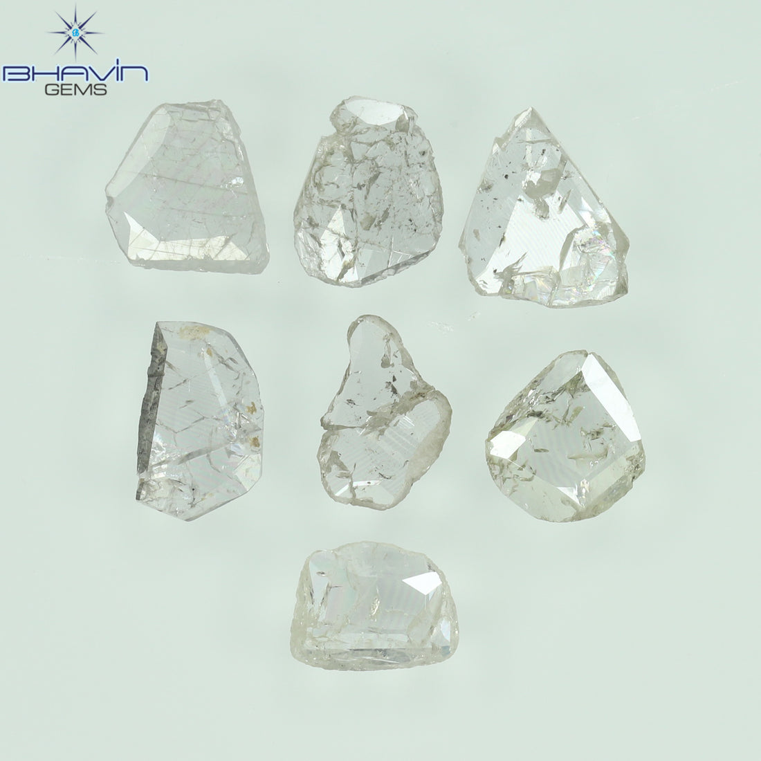 0.57 CT/7 Pcs Natural Slice (Polki) Diamond White Color Clarity I2 (4.60 MM)