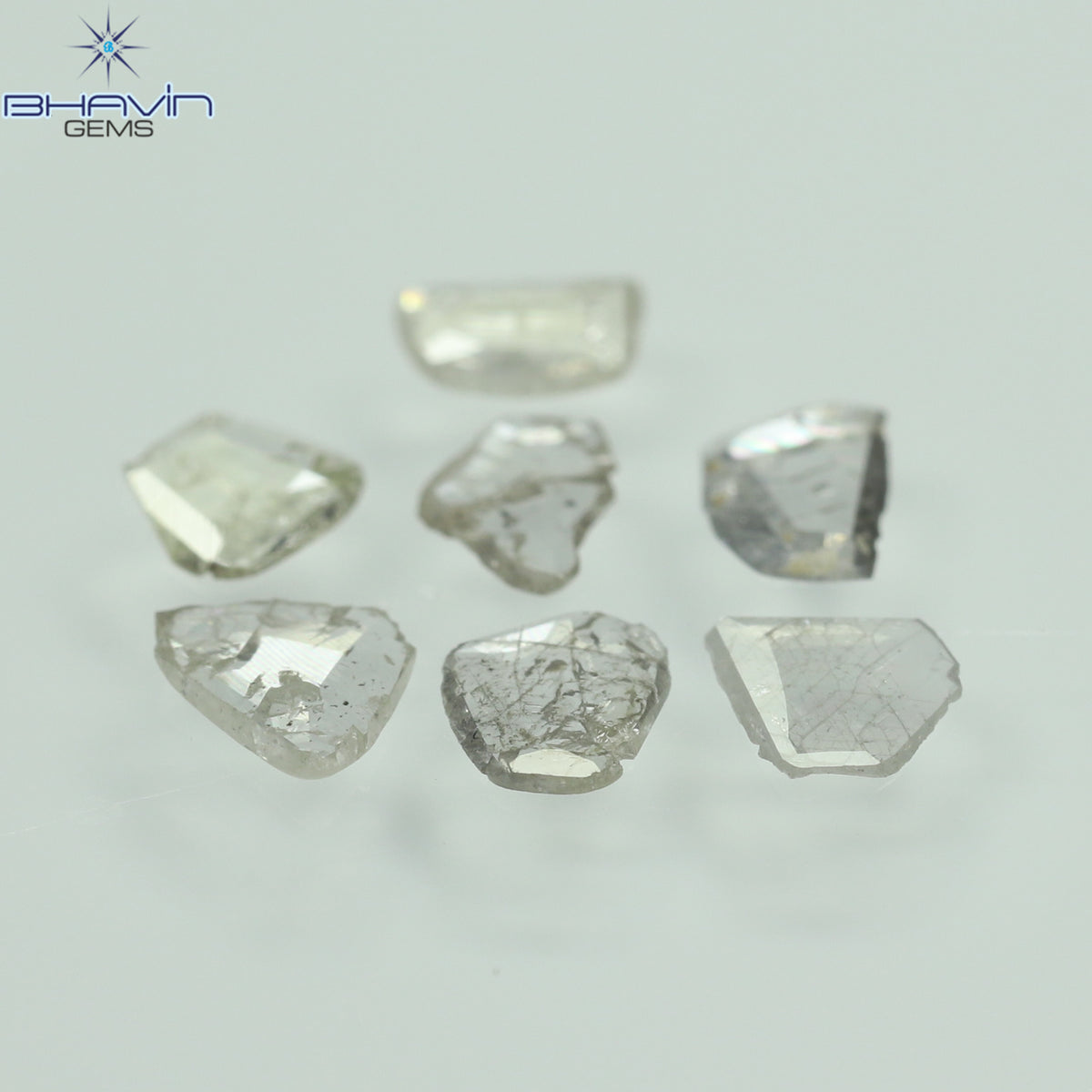 0.97 CT/7 ピース ローズカット ポルキ シェイプ ナチュラル ダイヤモンド ファンシー カラー I1 クラリティ (6.01 MM)