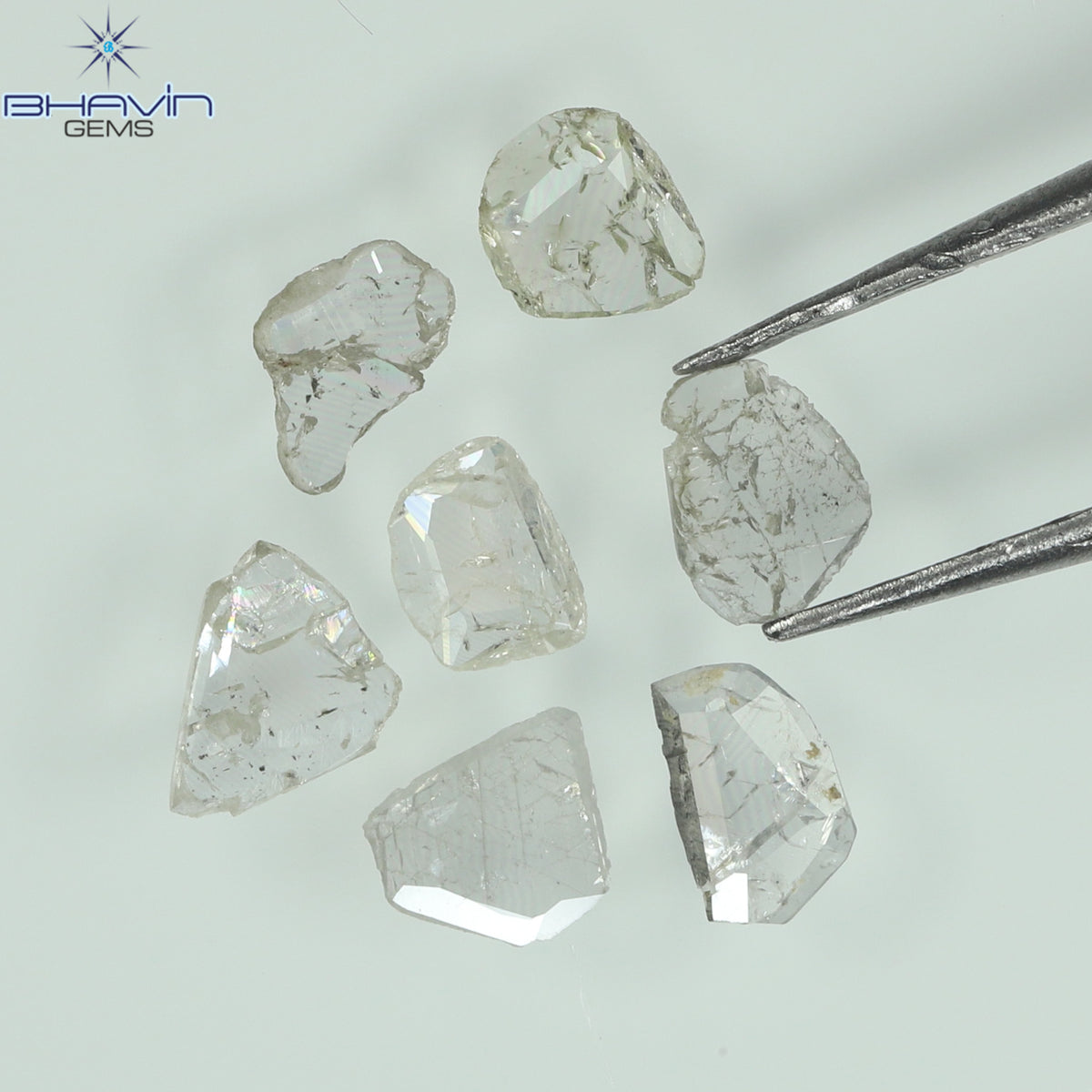 0.97 CT/7 ピース ローズカット ポルキ シェイプ ナチュラル ダイヤモンド ファンシー カラー I1 クラリティ (6.01 MM)