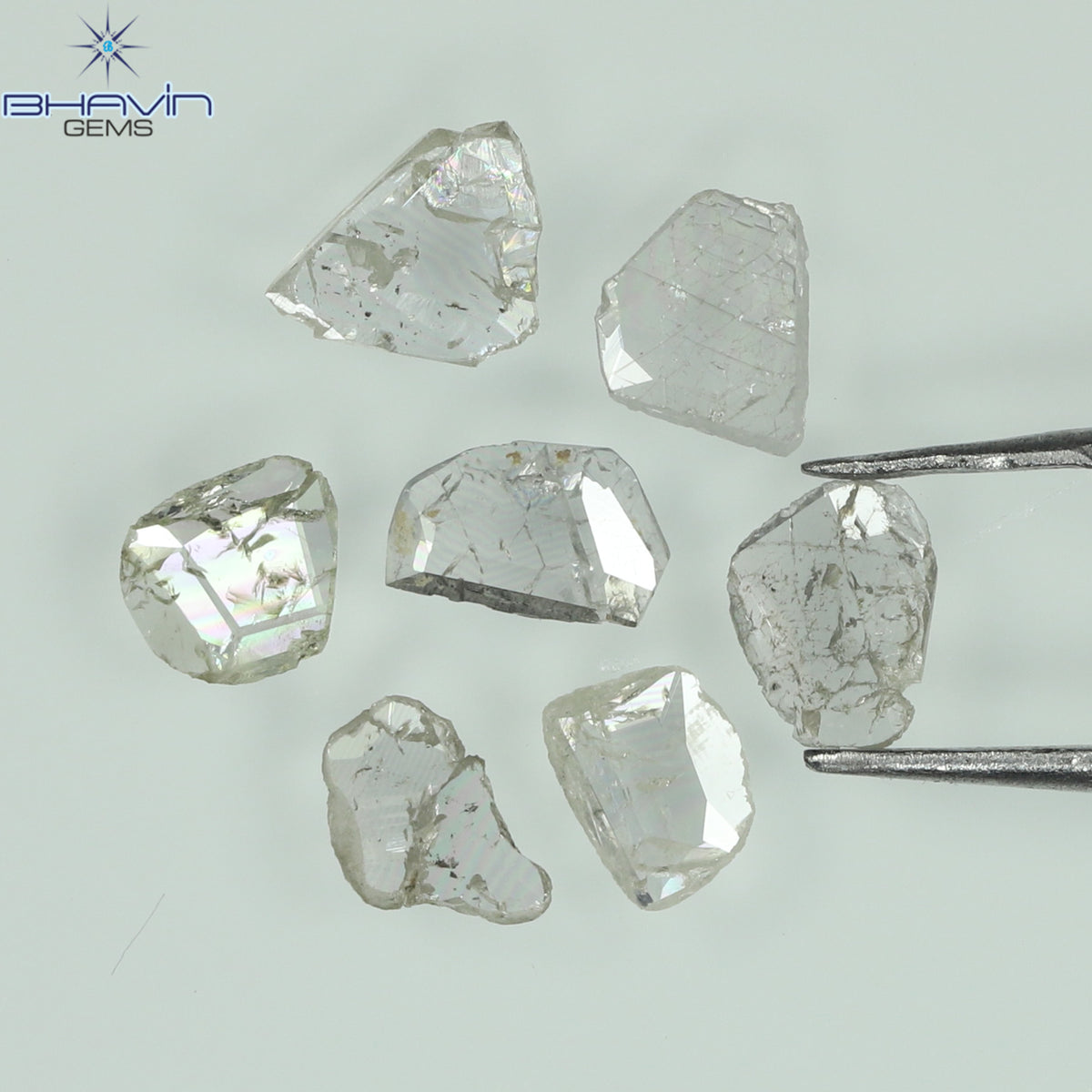 0.97 CT/7 ピース ローズカット ポルキ シェイプ ナチュラル ダイヤモンド ファンシー カラー I1 クラリティ (6.01 MM)