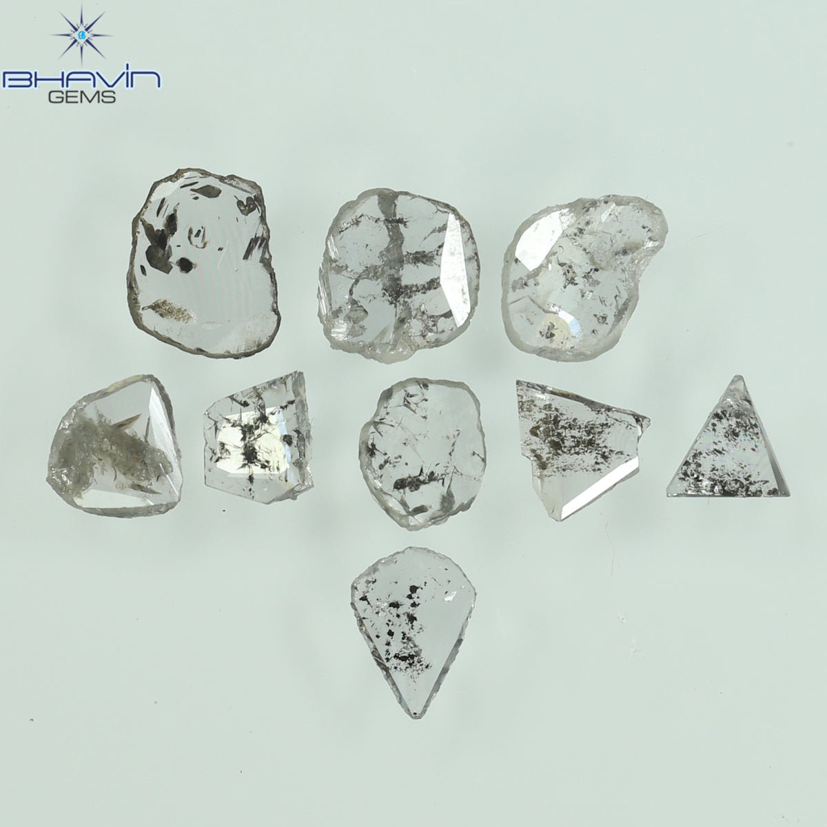 0.41 CT/6 個ローズカット ポルキ シェイプ ナチュラル ダイヤモンド ホワイト カラー I3 クラリティ (3.65 MM)