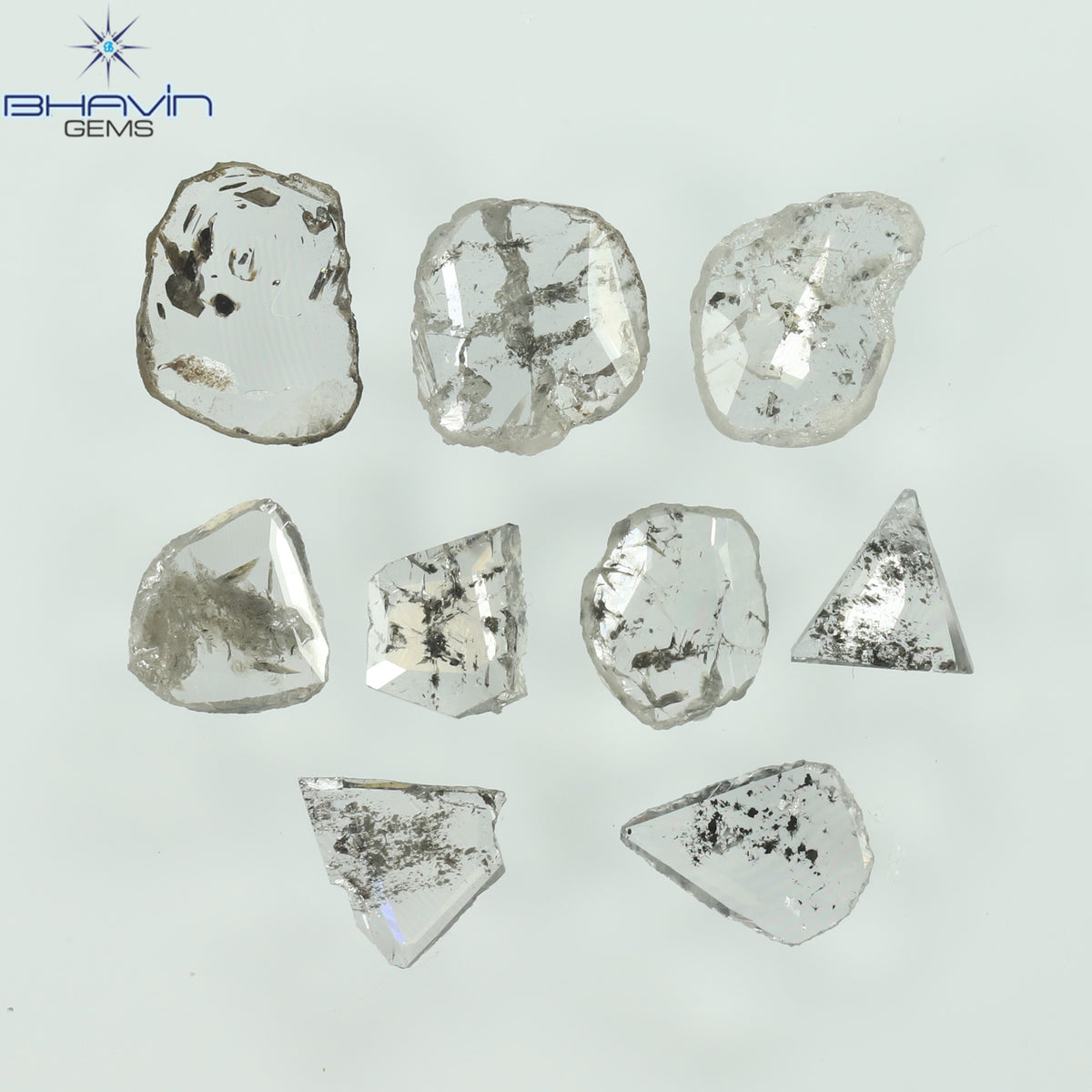 0.41 CT/6 個ローズカット ポルキ シェイプ ナチュラル ダイヤモンド ホワイト カラー I3 クラリティ (3.65 MM)