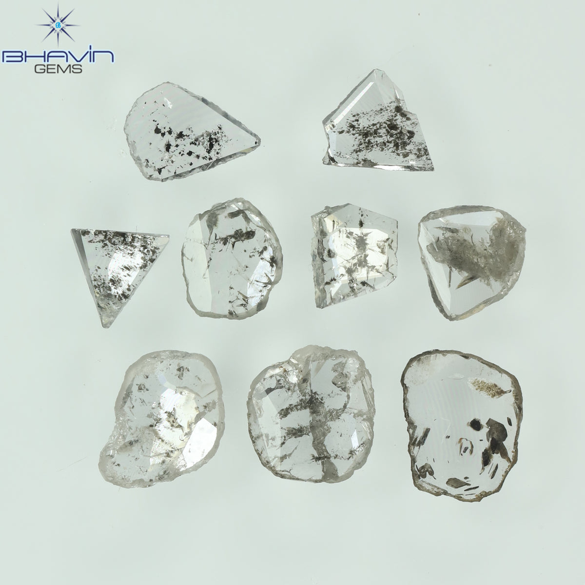 0.41 CT/6 個ローズカット ポルキ シェイプ ナチュラル ダイヤモンド ホワイト カラー I3 クラリティ (3.65 MM)