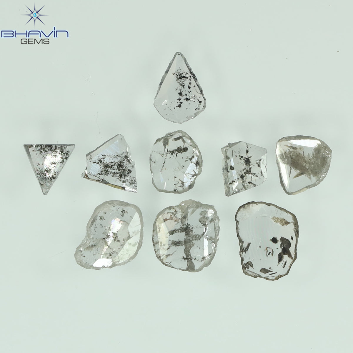 0.41 CT/6 個ローズカット ポルキ シェイプ ナチュラル ダイヤモンド ホワイト カラー I3 クラリティ (3.65 MM)