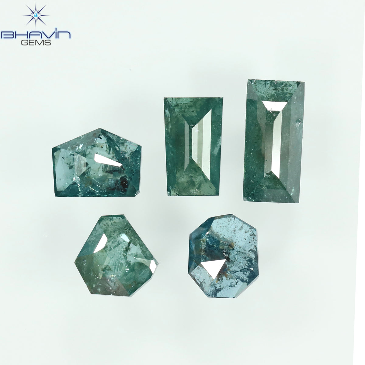 1.56 CT/5 Pcs Natural Mix Shape Diamond Enhanced Blue Color Clarity I3 (6.52 MM)