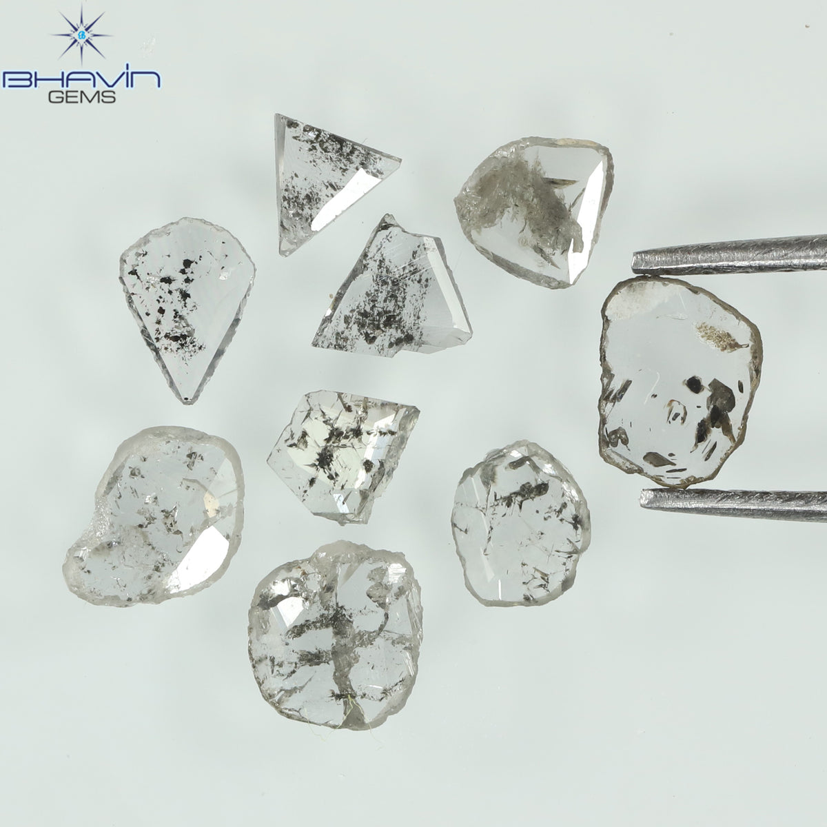 0.41 CT/6 個ローズカット ポルキ シェイプ ナチュラル ダイヤモンド ホワイト カラー I3 クラリティ (3.65 MM)