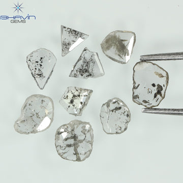 0.41 CT/6 個ローズカット ポルキ シェイプ ナチュラル ダイヤモンド ホワイト カラー I3 クラリティ (3.65 MM)