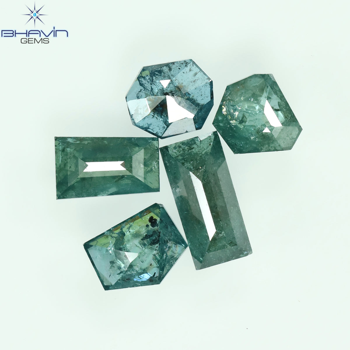 1.56 CT/5 Pcs Natural Mix Shape Diamond Enhanced Blue Color Clarity I3 (6.52 MM)