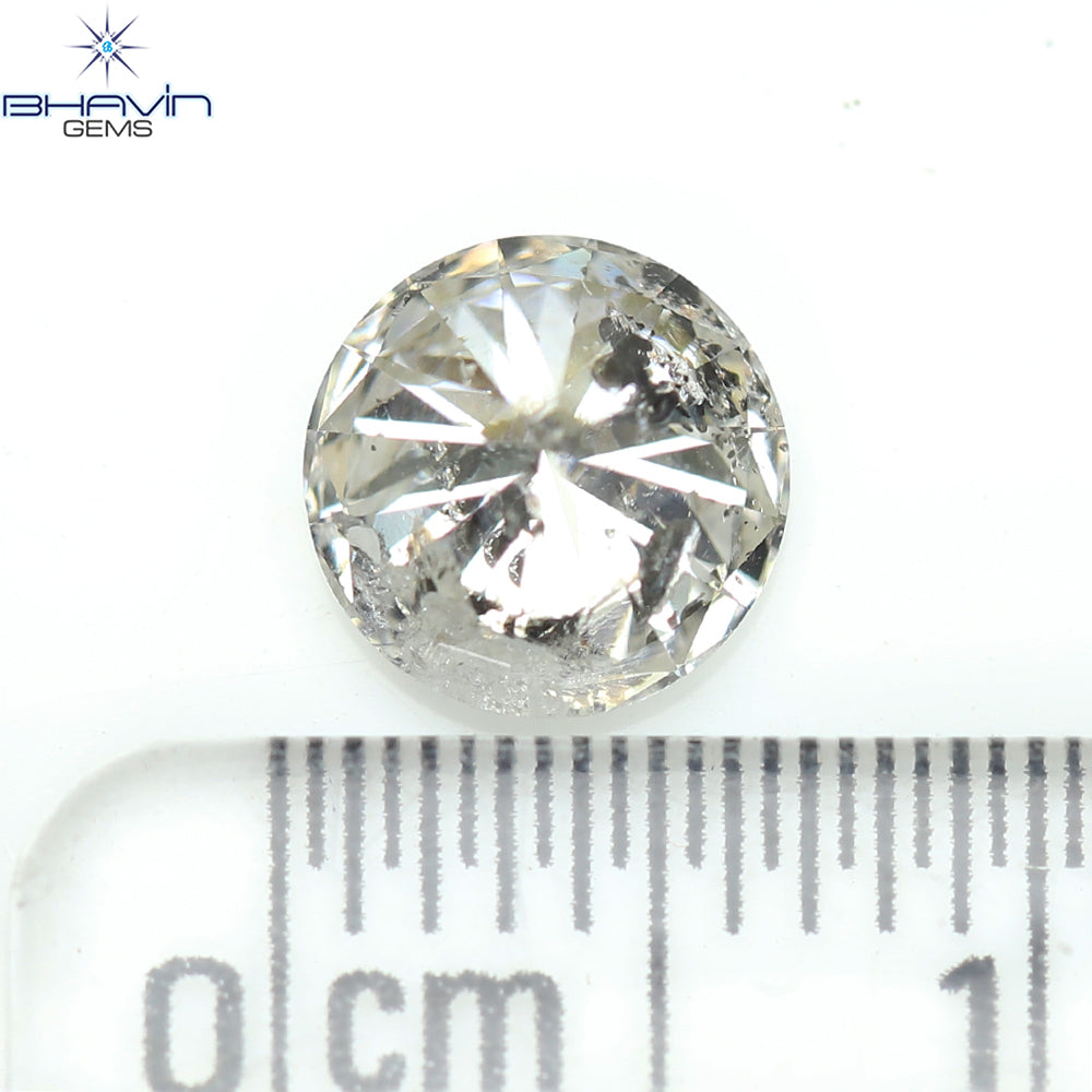0.44 CT ラフシェイプ ナチュラル ダイヤモンド ブラック グレー (ソルト アンド パッパー) カラー I3 クラリティ (4.95 MM)