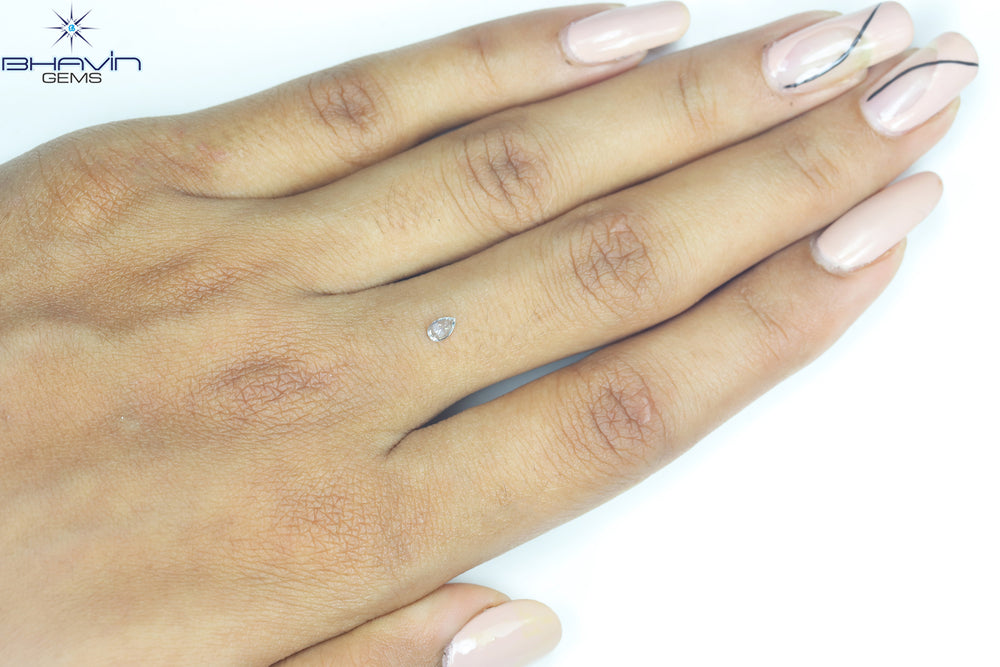 0.14 CT Pear Shape Natural Diamond Greenish Blue Color SI1 Clarity (4.17 MM)