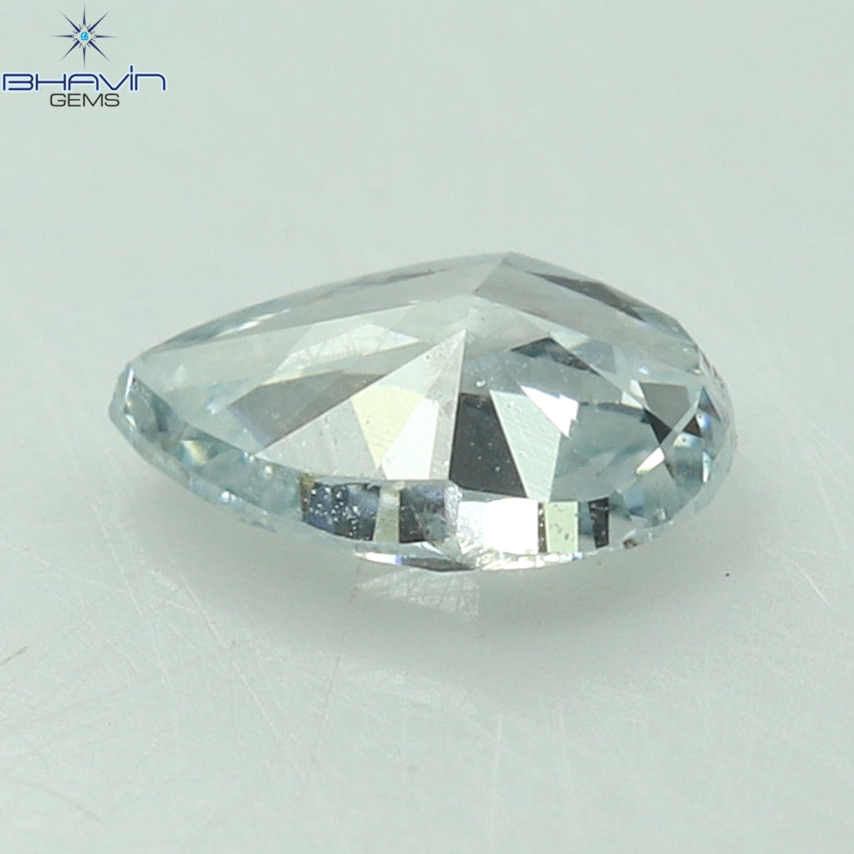 0.07 CT ペアシェイプ ナチュラル ダイヤモンド グリーンがかったブルー カラー VS1 クラリティ (3.68 MM)