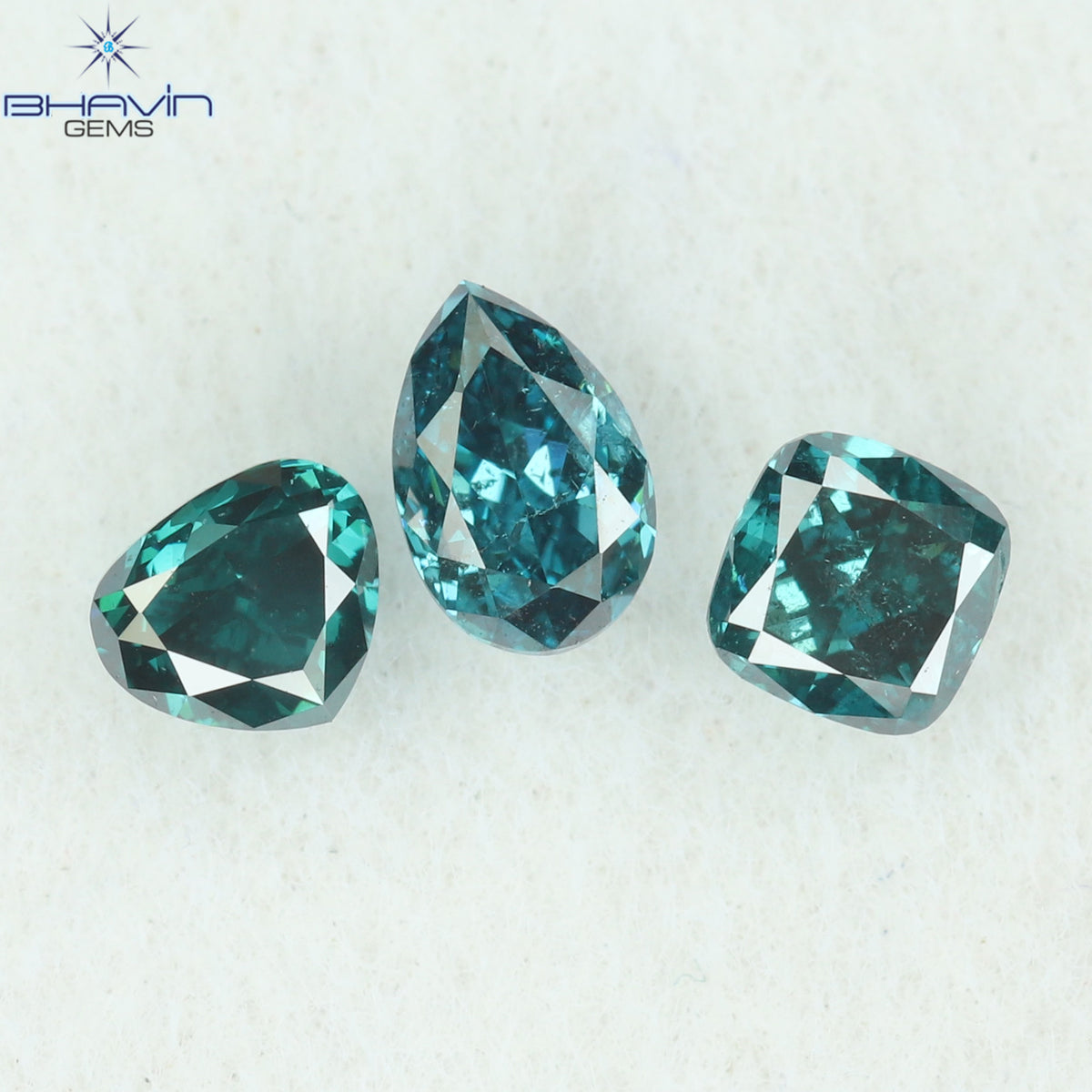 0.38 CT/5 ピース ミックス シェイプ ナチュラル ダイヤモンド ブルー グリーン カラー VS-SI クラリティ (3.90 MM)
