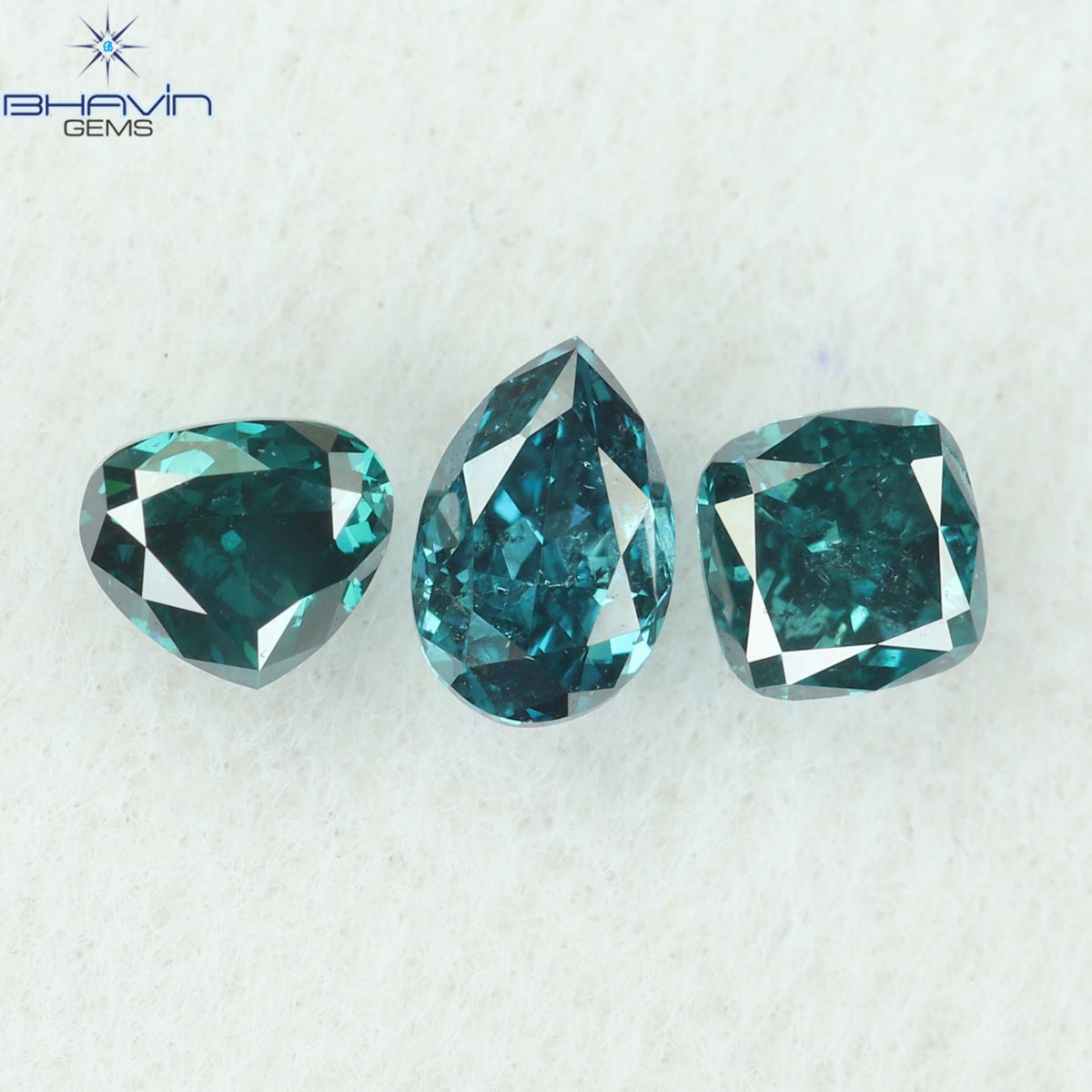 0.38 CT/5 ピース ミックス シェイプ ナチュラル ダイヤモンド ブルー グリーン カラー VS-SI クラリティ (3.90 MM)