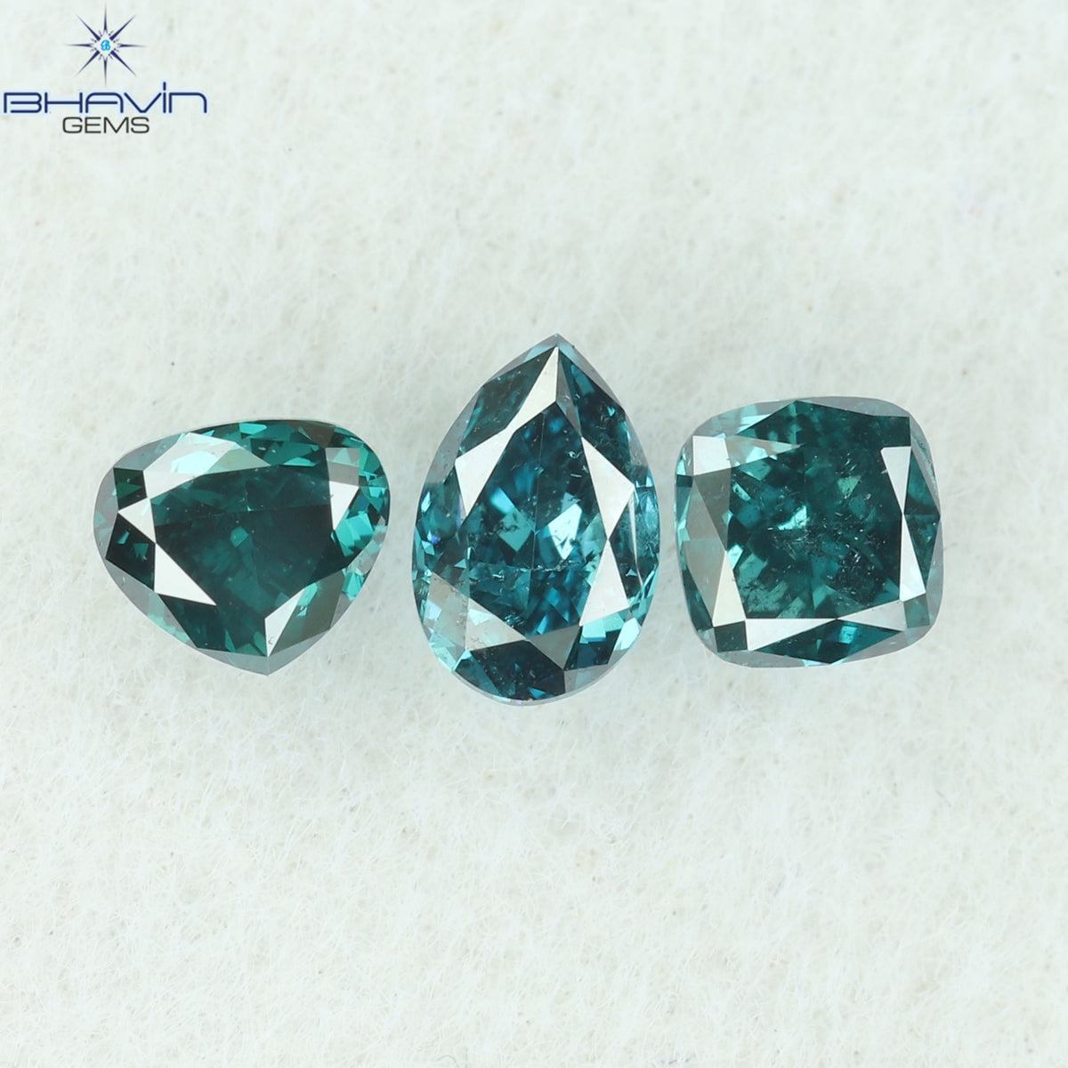 0.38 CT/5 ピース ミックス シェイプ ナチュラル ダイヤモンド ブルー グリーン カラー VS-SI クラリティ (3.90 MM)
