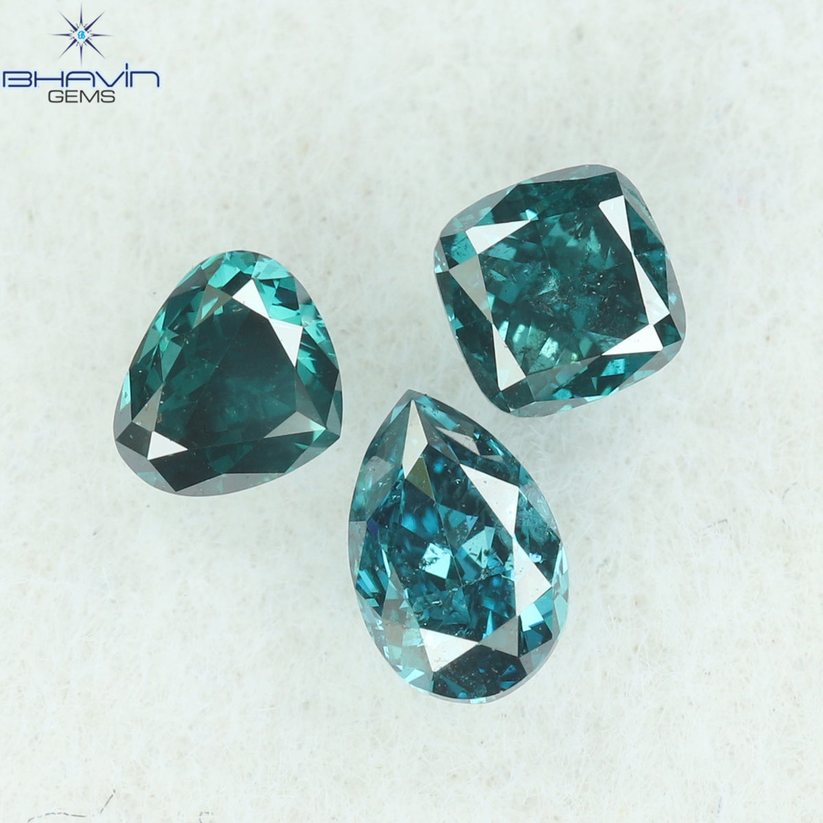 0.38 CT/5 ピース ミックス シェイプ ナチュラル ダイヤモンド ブルー グリーン カラー VS-SI クラリティ (3.90 MM)