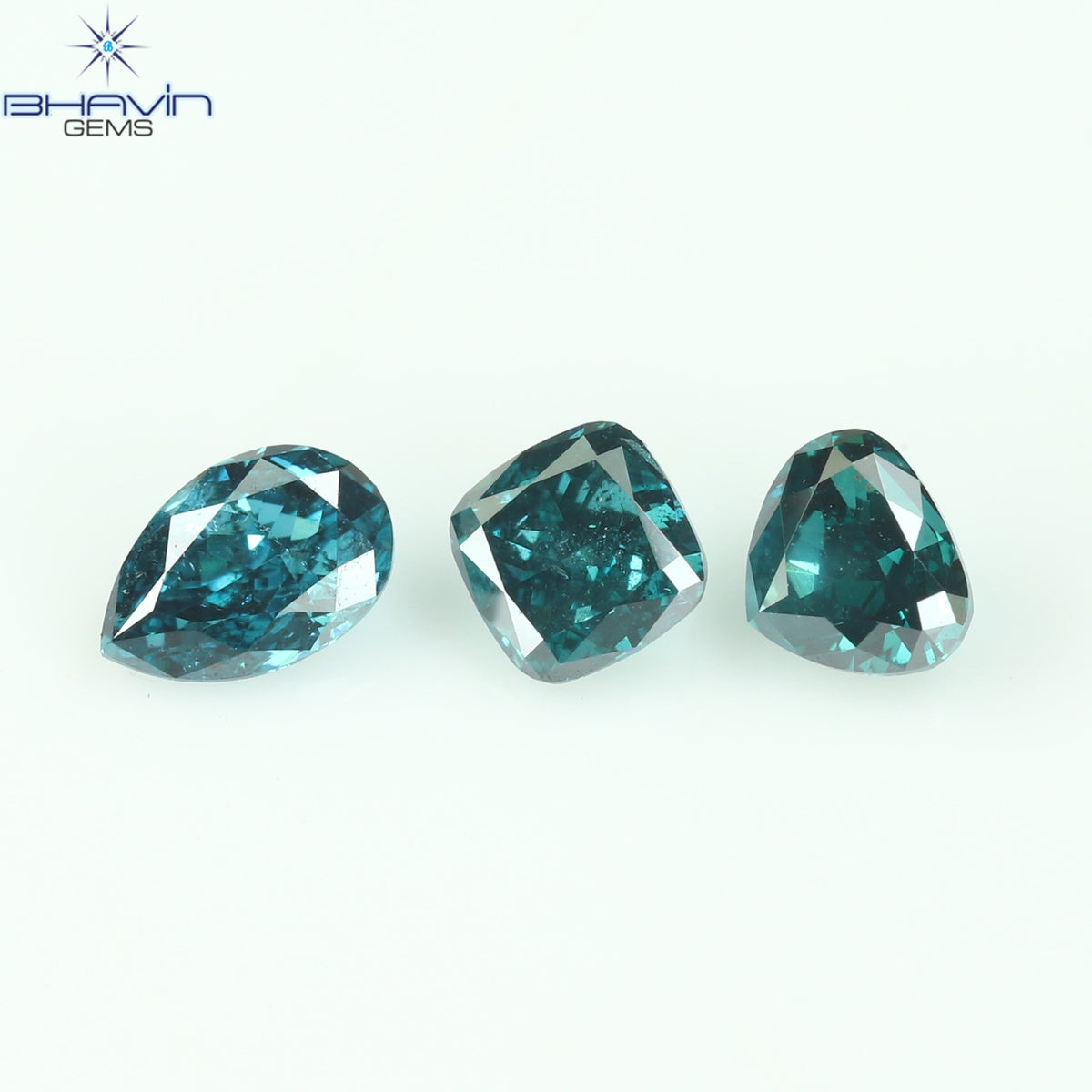 0.38 CT/5 ピース ミックス シェイプ ナチュラル ダイヤモンド ブルー グリーン カラー VS-SI クラリティ (3.90 MM)