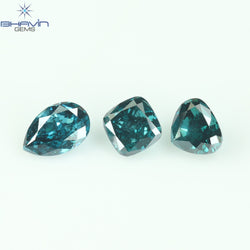 0.35 CT/3 Pcs Mix Shape Natural Diamond Greenish Blue Color VS-SI Clarity (3.77 MM)