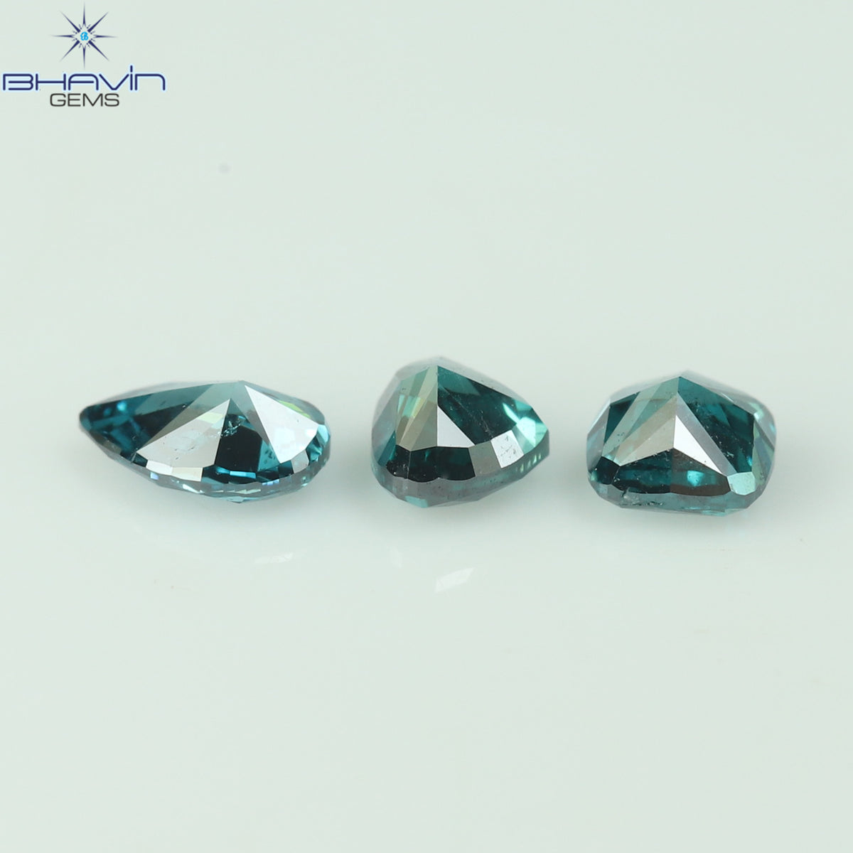 0.38 CT/5 ピース ミックス シェイプ ナチュラル ダイヤモンド ブルー グリーン カラー VS-SI クラリティ (3.90 MM)
