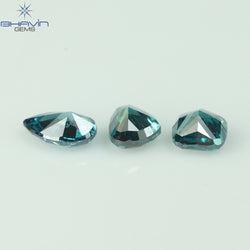 0.35 CT/3 Pcs Mix Shape Natural Diamond Greenish Blue Color VS-SI Clarity (3.77 MM)