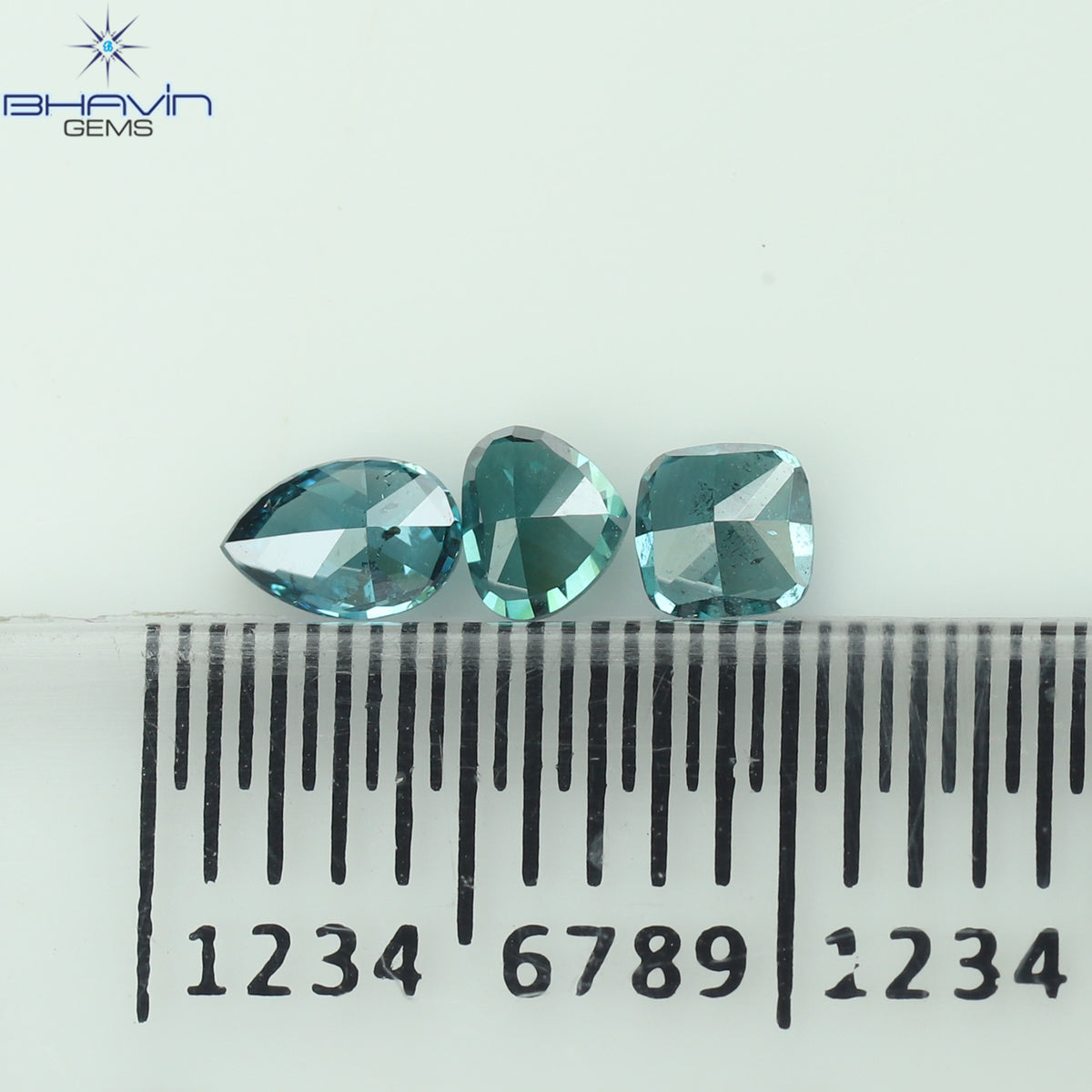 0.38 CT/5 ピース ミックス シェイプ ナチュラル ダイヤモンド ブルー グリーン カラー VS-SI クラリティ (3.90 MM)