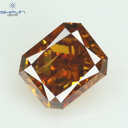 0.24 CT Enhanced Radiant Shape Natural Diamond Orange Yellow Color SI2 Clarity (3.58 MM)