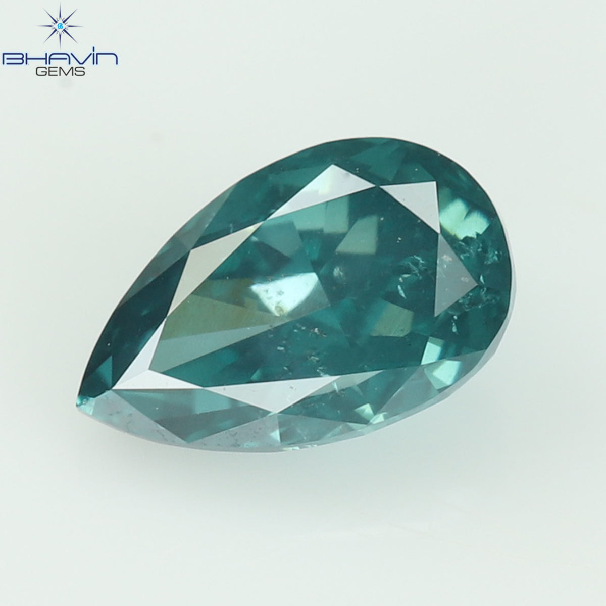 0.32 CT Natural Pear Diamond Enhanced Bluish Green Color Clarity SI2 (5.36 MM)