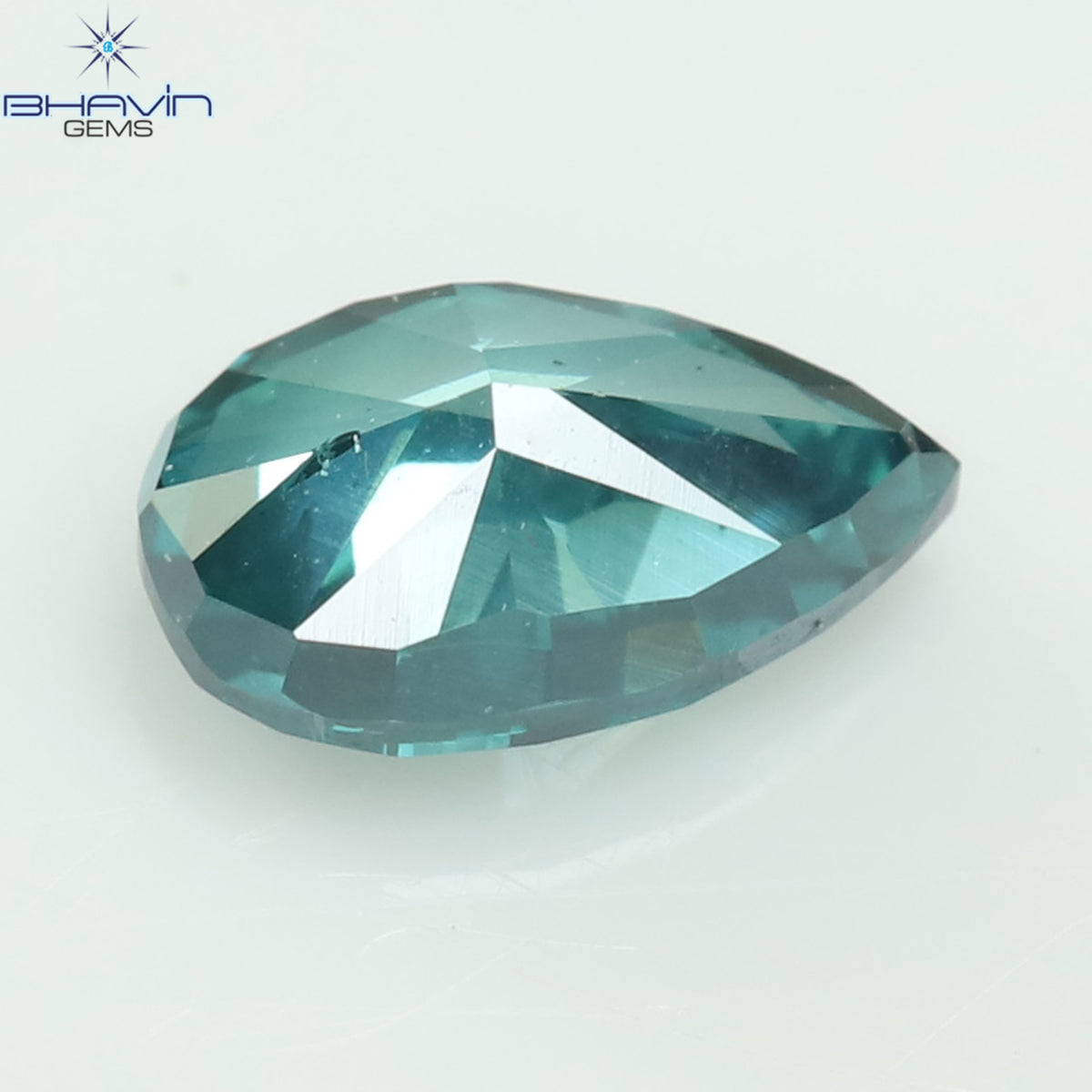 0.32 CT Natural Pear Diamond Enhanced Bluish Green Color Clarity SI2 (5.36 MM)