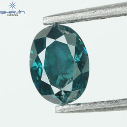 0.32 CT Oval Shape Enhanced Greenish Blue Color Natural Loose Diamond I1 Clarity (4.58 MM)