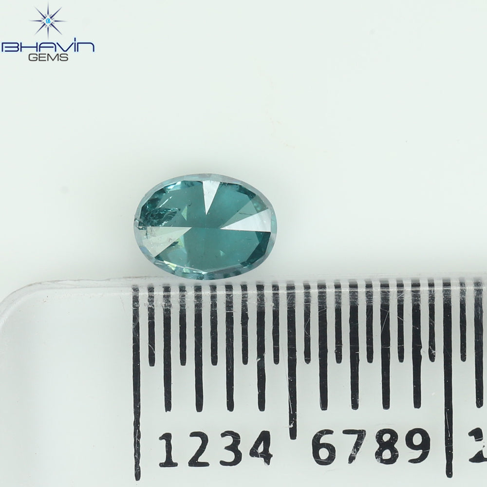 0.32 CT Oval Shape Enhanced Greenish Blue Color Natural Loose Diamond I1 Clarity (4.58 MM)