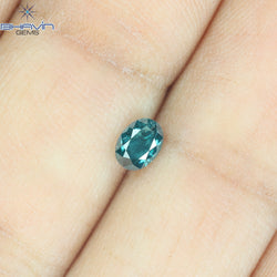 0.29 CT オーバルシェイプ エンハンスト ブルー カラー 天然ダイヤモンド I3 クラリティ (5.34 MM)
