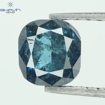 1.07 CT Natural Cushion Diamond Enhanced Blue Color Clarity I3 (5.32 MM)