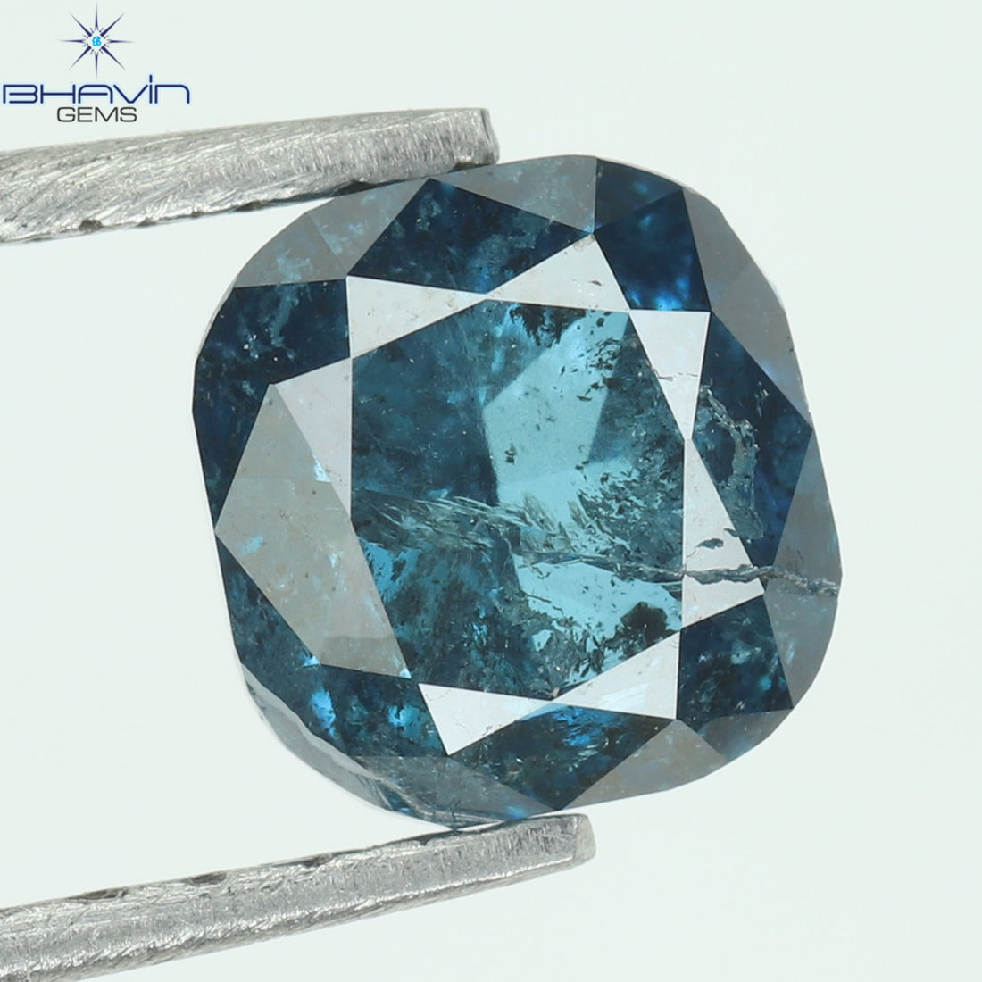 1.07 CT Natural Cushion Diamond Enhanced Blue Color Clarity I3 (5.32 MM)