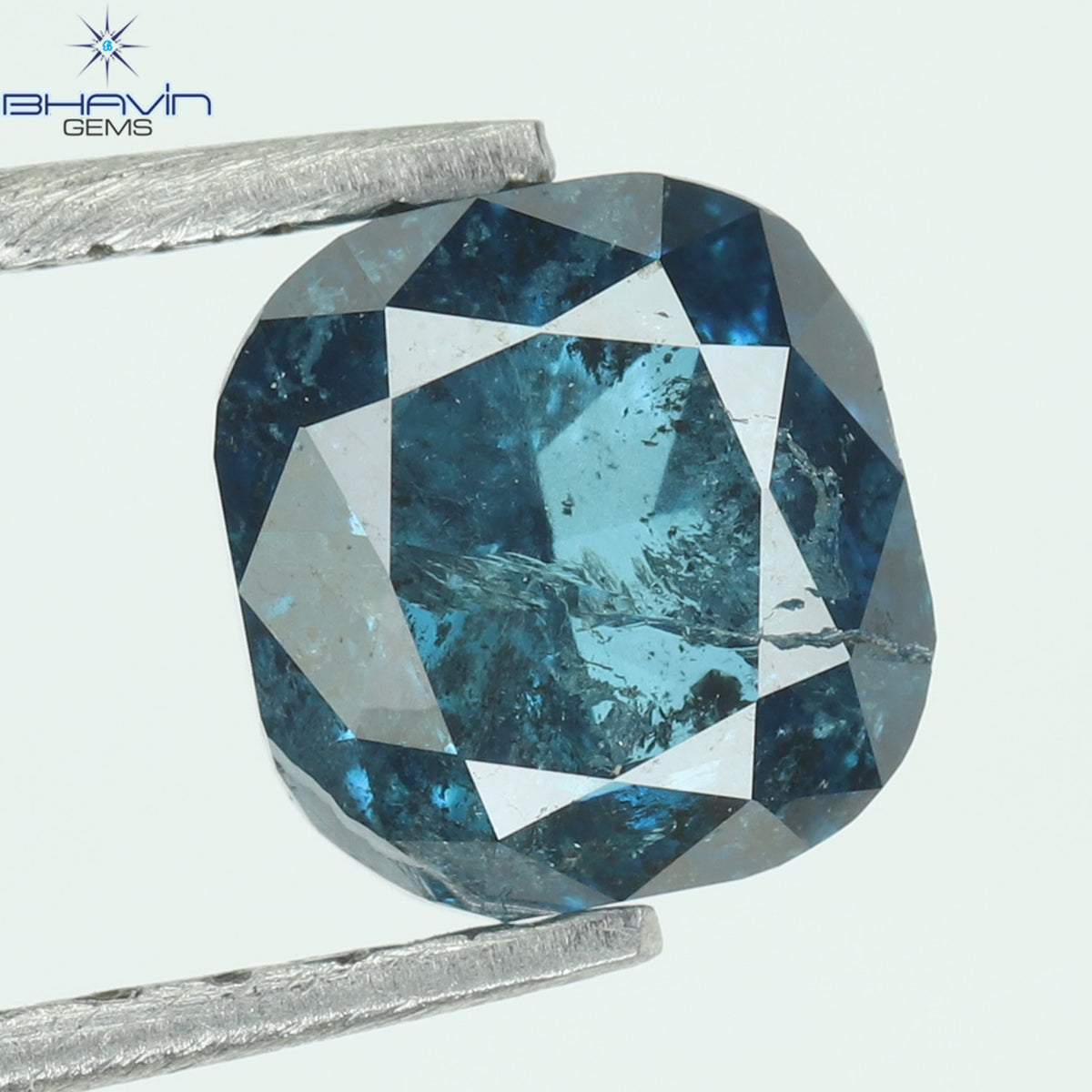 1.07 CT Natural Cushion Diamond Enhanced Blue Color Clarity I3 (5.32 MM)