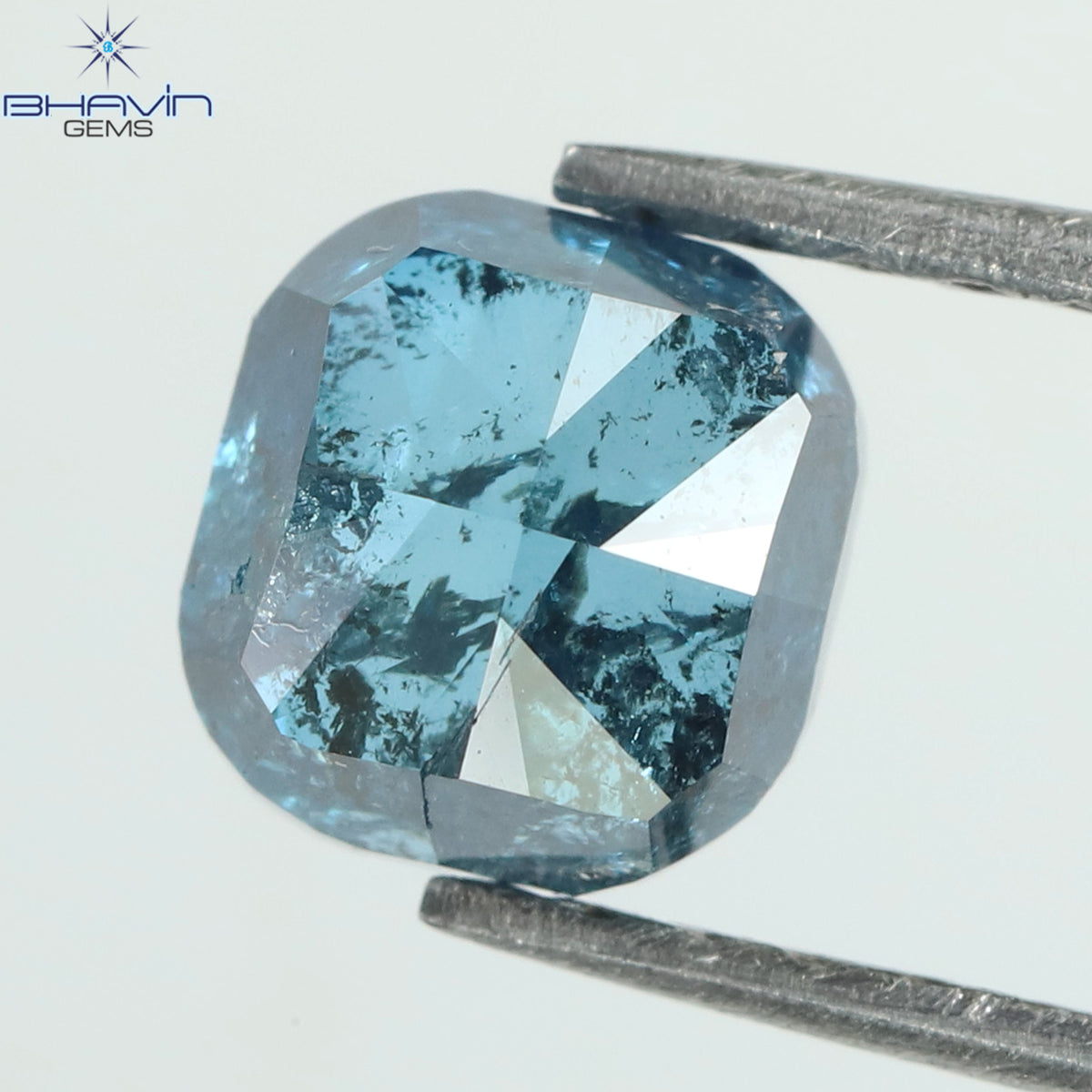 1.07 CT Natural Cushion Diamond Enhanced Blue Color Clarity I3 (5.32 MM)