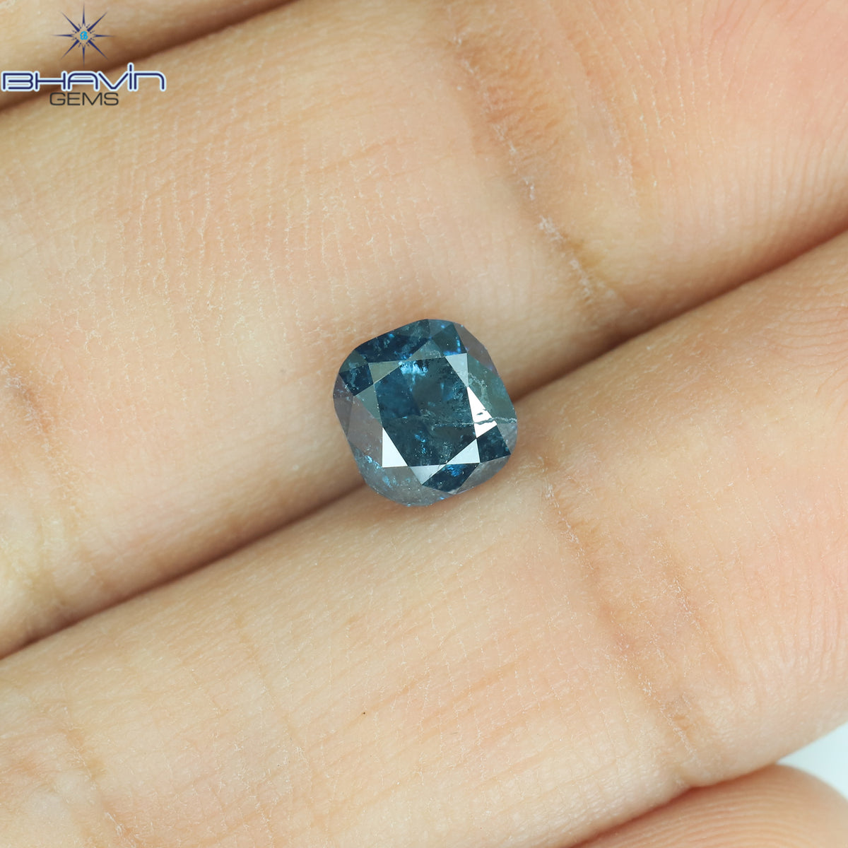 1.07 CT Natural Cushion Diamond Enhanced Blue Color Clarity I3 (5.32 MM)