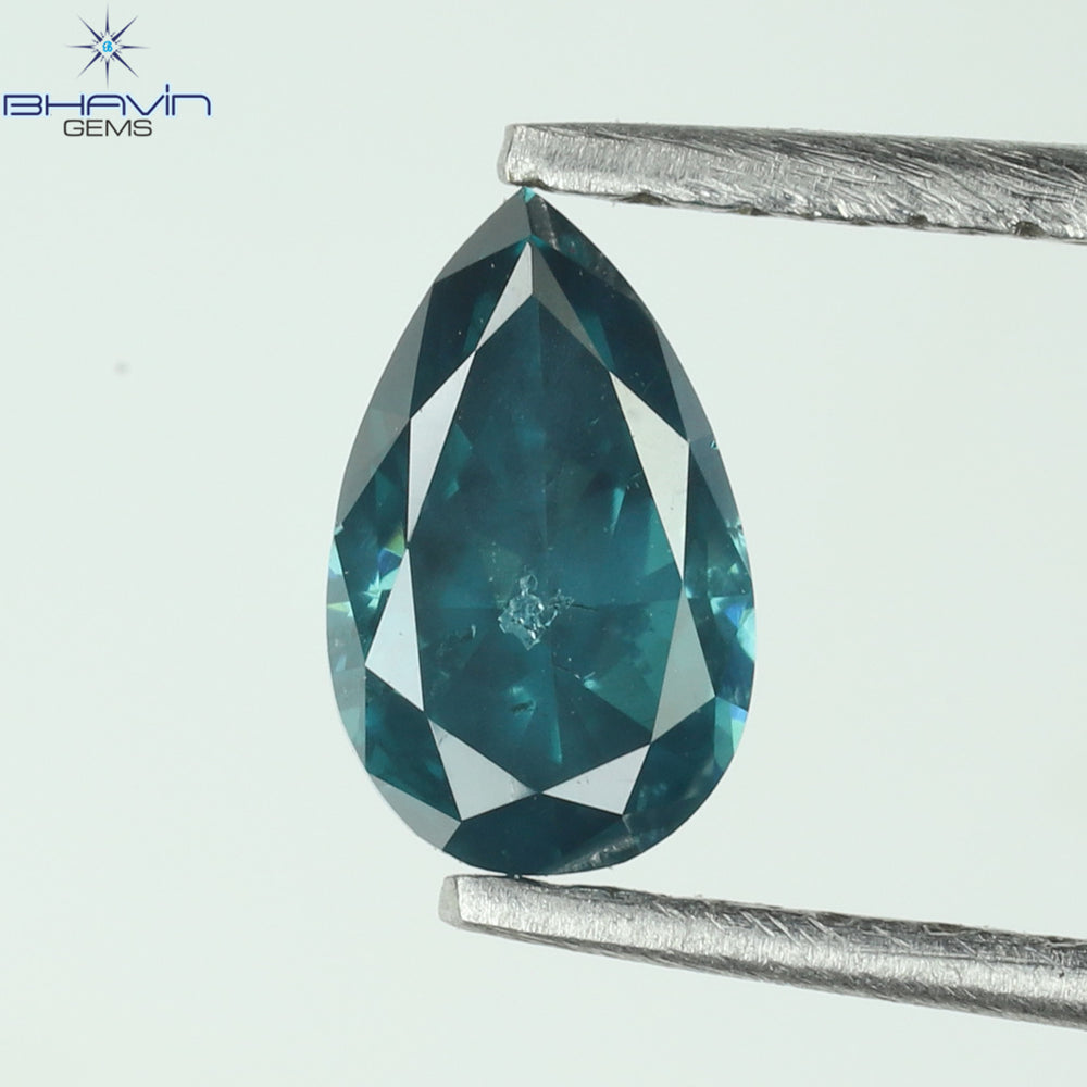 0.34 CT Enhanced Pear Shape Natural Loose Diamond Blue Color SI2 Clarity (5.58 MM)