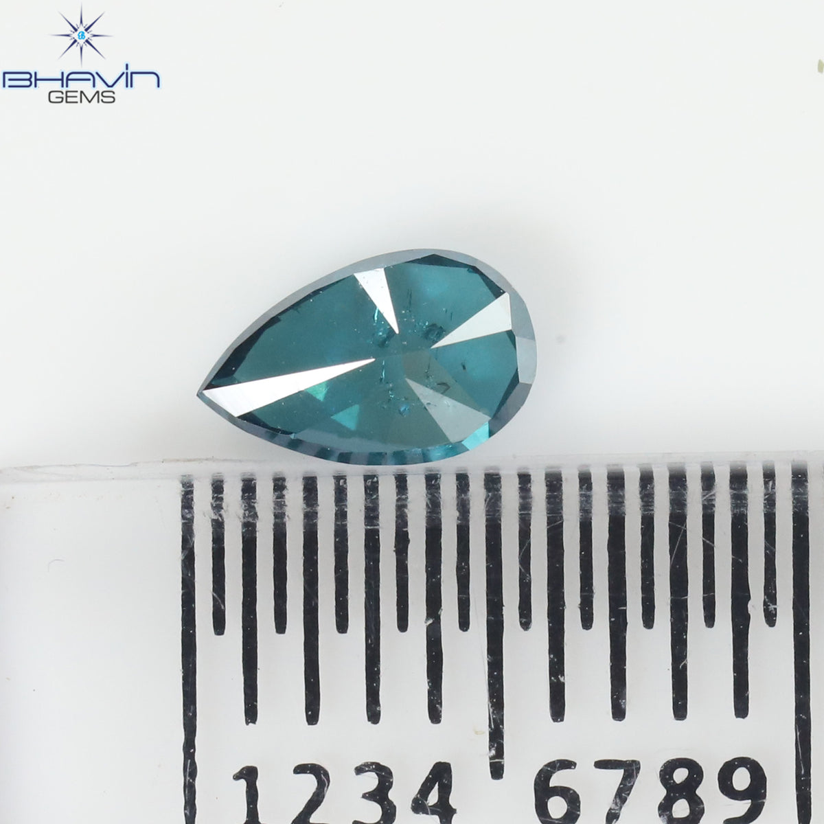 0.34 CT Natural Pear Diamond Enhanced Blue Color Clarity SI2 (5.58 MM)