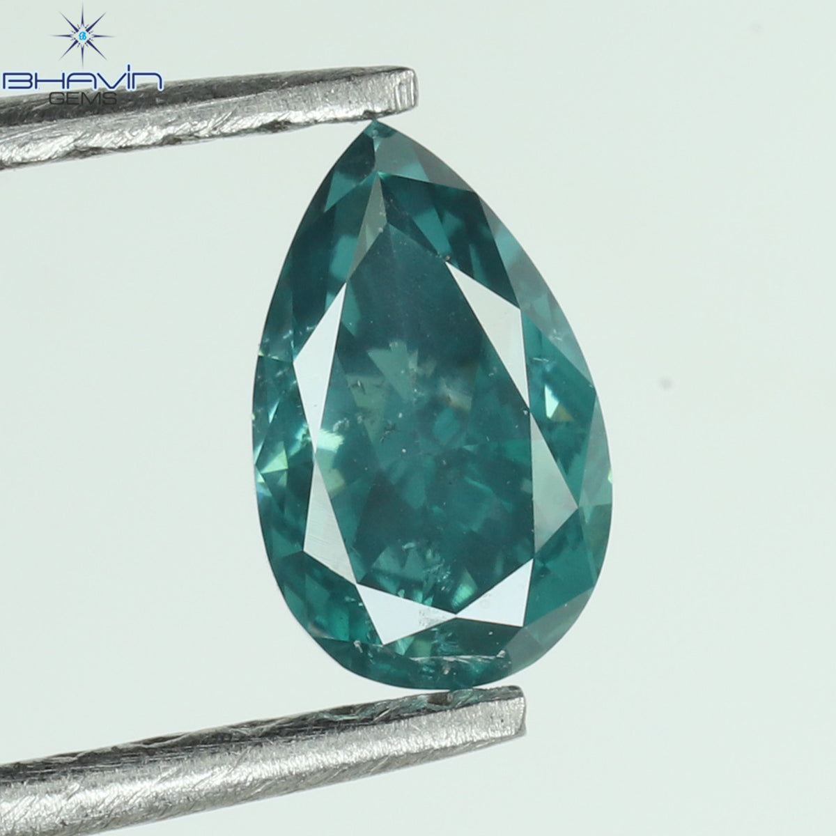 0.32 CT Natural Pear Diamond Enhanced Bluish Green Color Clarity SI2 (5.36 MM)