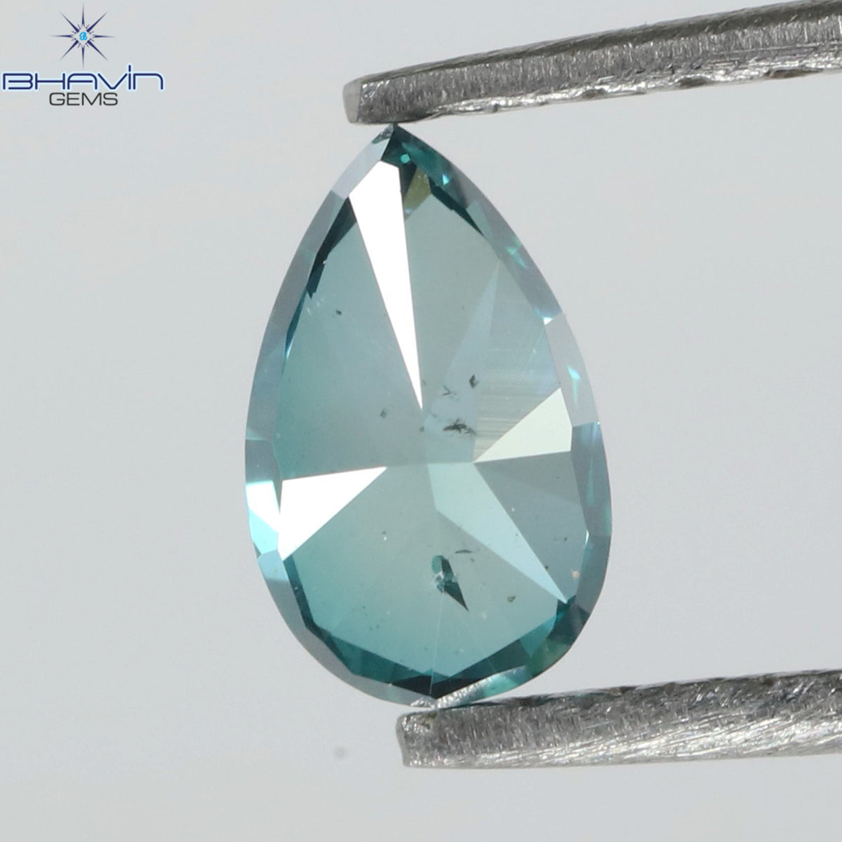 0.32 CT Natural Pear Diamond Enhanced Bluish Green Color Clarity SI2 (5.36 MM)
