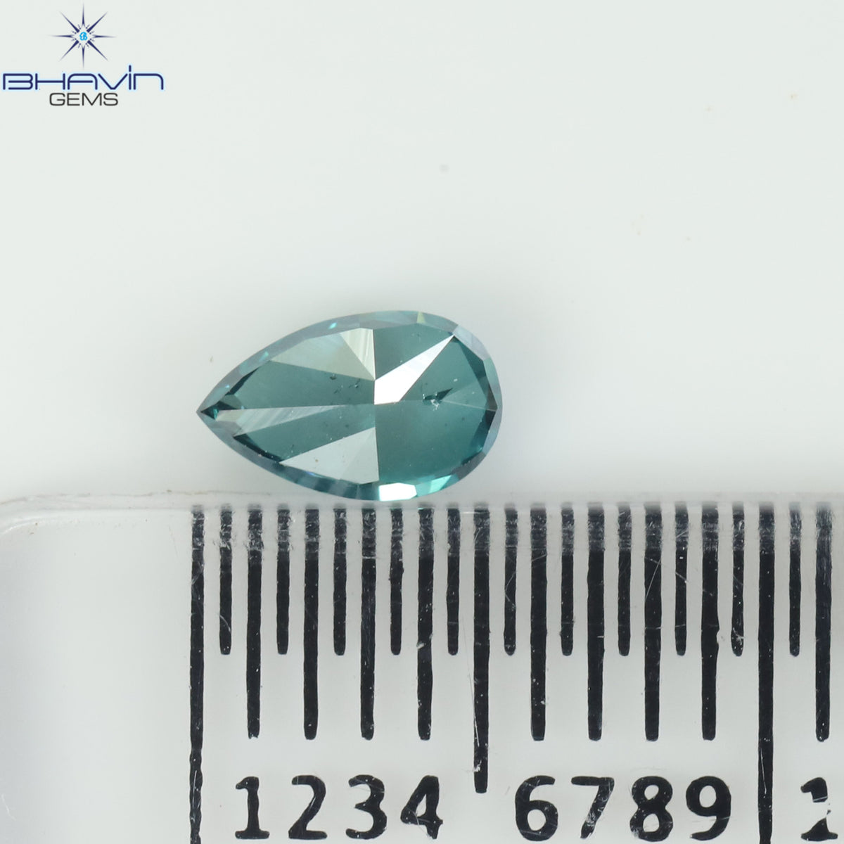 0.32 CT Natural Pear Diamond Enhanced Bluish Green Color Clarity SI2 (5.36 MM)