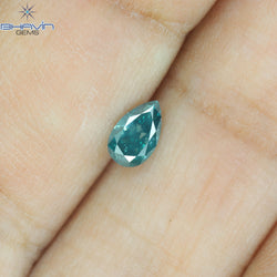 0.32 CT Enhanced Pear Shape Natural Loose Diamond Blue Color SI2 Clarity (5.36 MM)