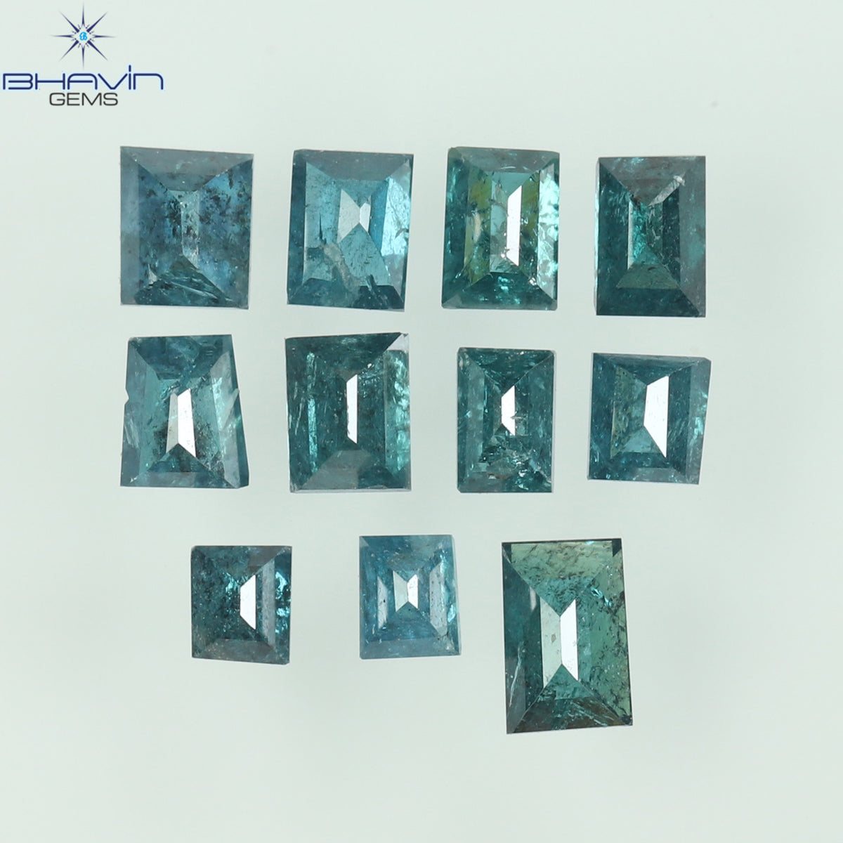 0.63 CT/11 Pcs Natural Square Baguette Diamond Enhanced Blue Color Clarity I3 (3.05 MM)