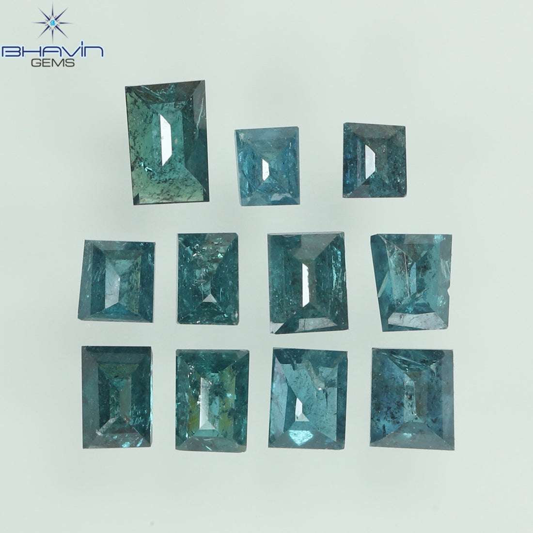 0.63 CT/11 Pcs Natural Square Baguette Diamond Enhanced Blue Color Clarity I3 (3.05 MM)