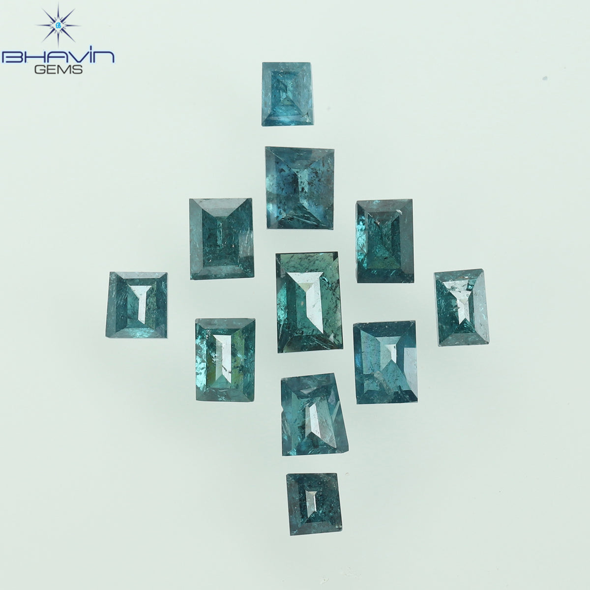 0.63 CT/11 Pcs Natural Square Baguette Diamond Enhanced Blue Color Clarity I3 (3.05 MM)
