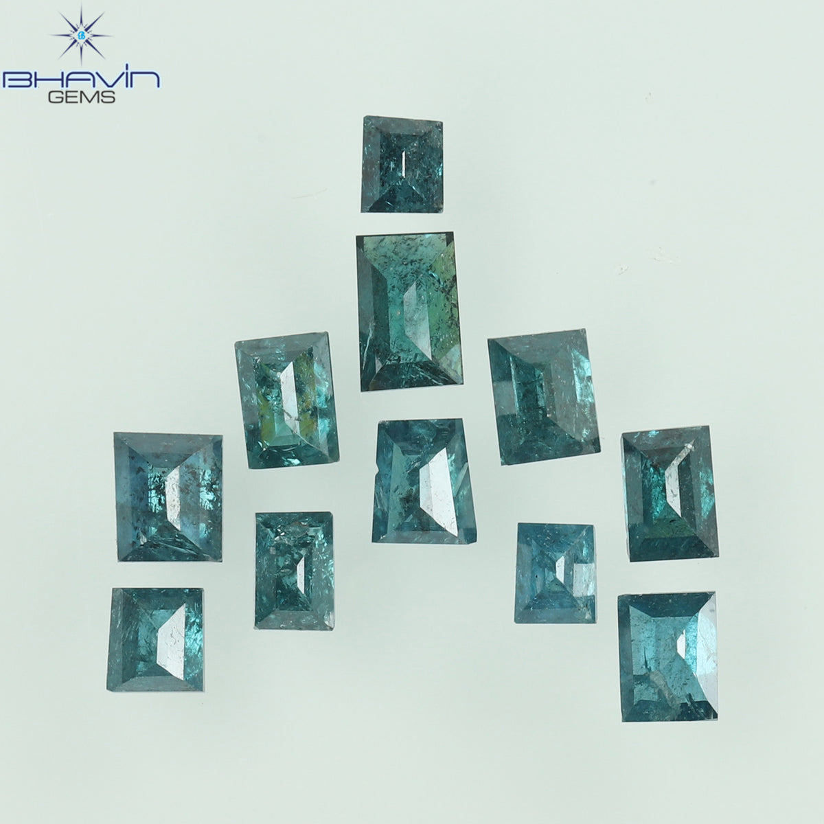 0.63 CT/11 Pcs Natural Square Baguette Diamond Enhanced Blue Color Clarity I3 (3.05 MM)
