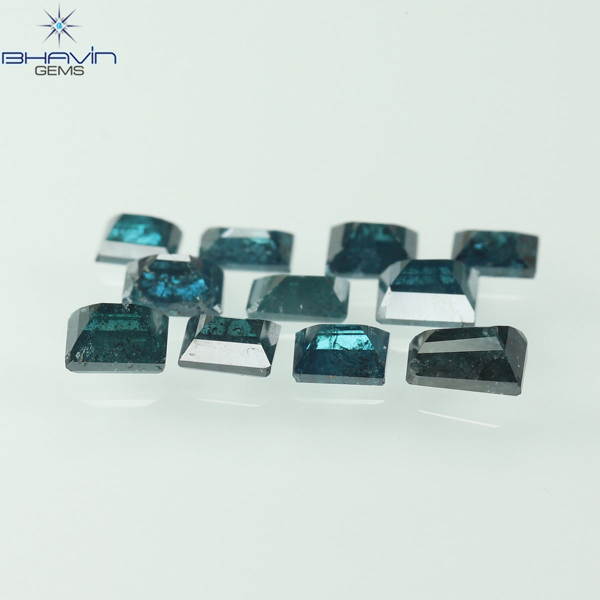 1.32 CT/11 Pcs Natural Baguette Diamond Enhanced Blue Color Clarity I3 (3.80 MM)