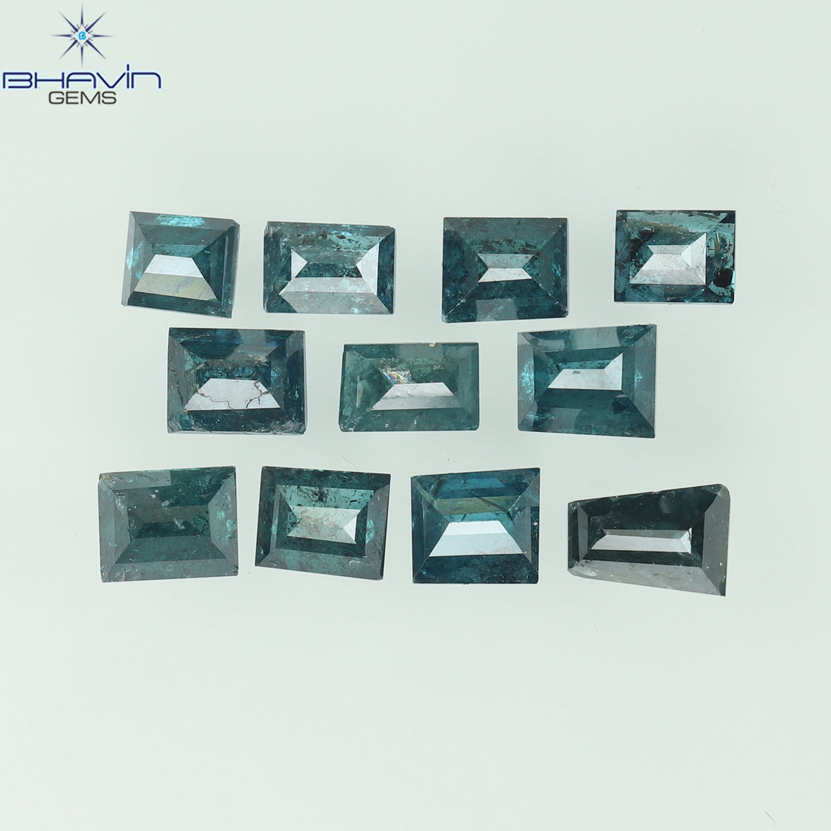 1.32 CT/11 Pcs Natural Baguette Diamond Enhanced Blue Color Clarity I3 (3.80 MM)