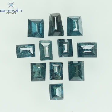 1.32 CT/11 Pcs Natural Baguette Diamond Enhanced Blue Color Clarity I3 (3.80 MM)